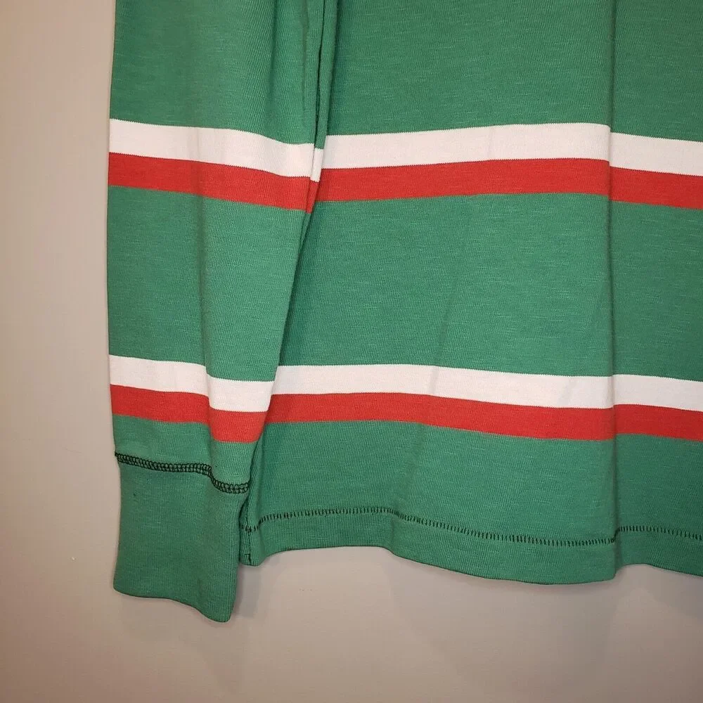 Ralph Lauren Rugby Y2K WELSH DRAGON Shirt Men M Stripe Logo Green White Red